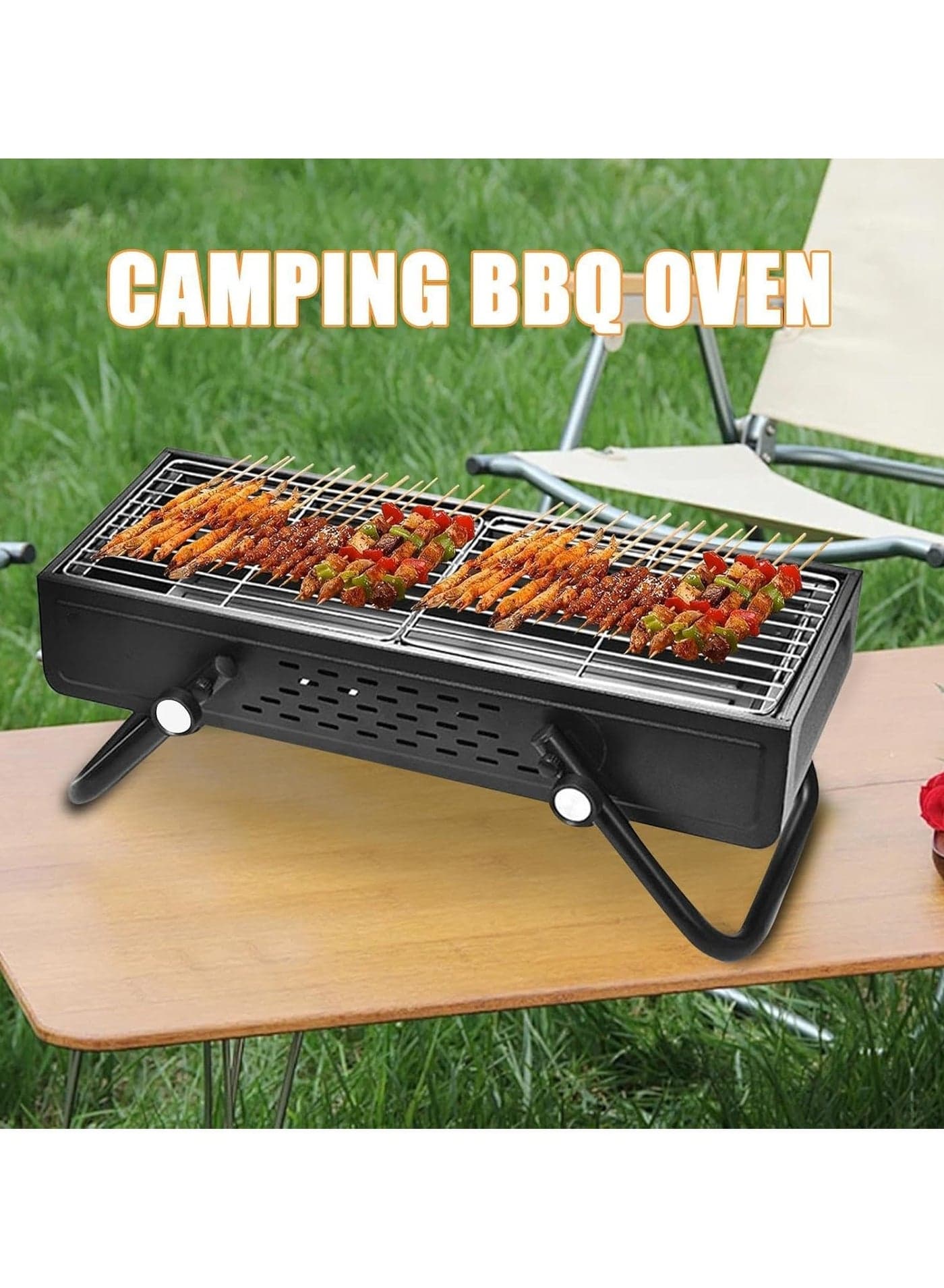 Charcoal BBQ Grill, Wood Burning BBQ | Portable Smokeless Folding Charcoal Grill - Large Charcoal Grills, Stainless Steel BBQ Grill with Large Cooking Area for BBQ