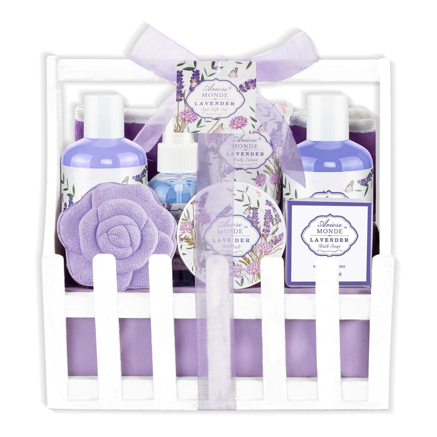 Lavender Jasmine Scented Spa Gift Set for Women Includes Body Lotion Shower Gel Salts Bubble Bath Body Mist Soap Bath Bombs
