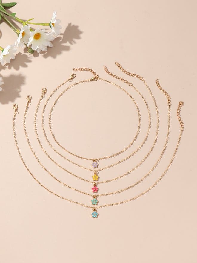 Take Two Set of 5 - Flower Pendant Necklaces