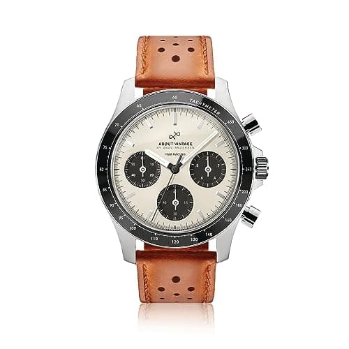 About Vintage 1960 Racing Chronograph Mens Watch Stainless Steel SteelOff White Black 40mm