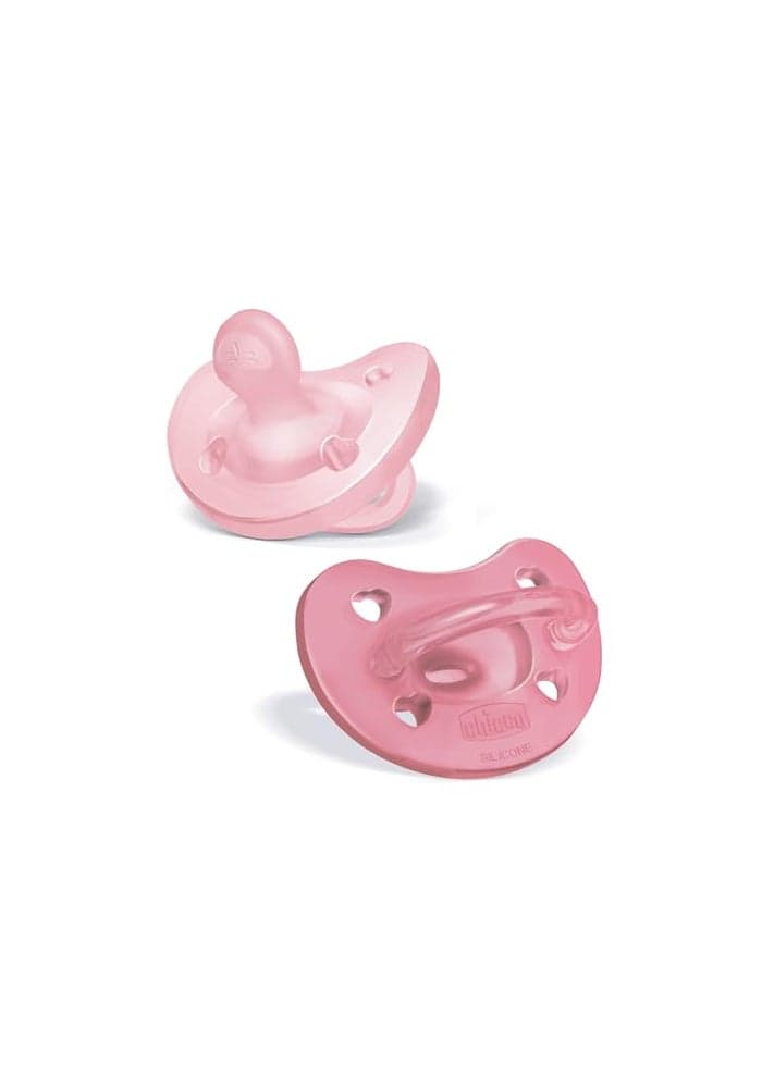 Chicco PhysioForma Orthodontic Pacifier for Babies 616 Months 100 Soft Silicone BPA Free Breathing Support 2Pack with Sterilizing Case Pink