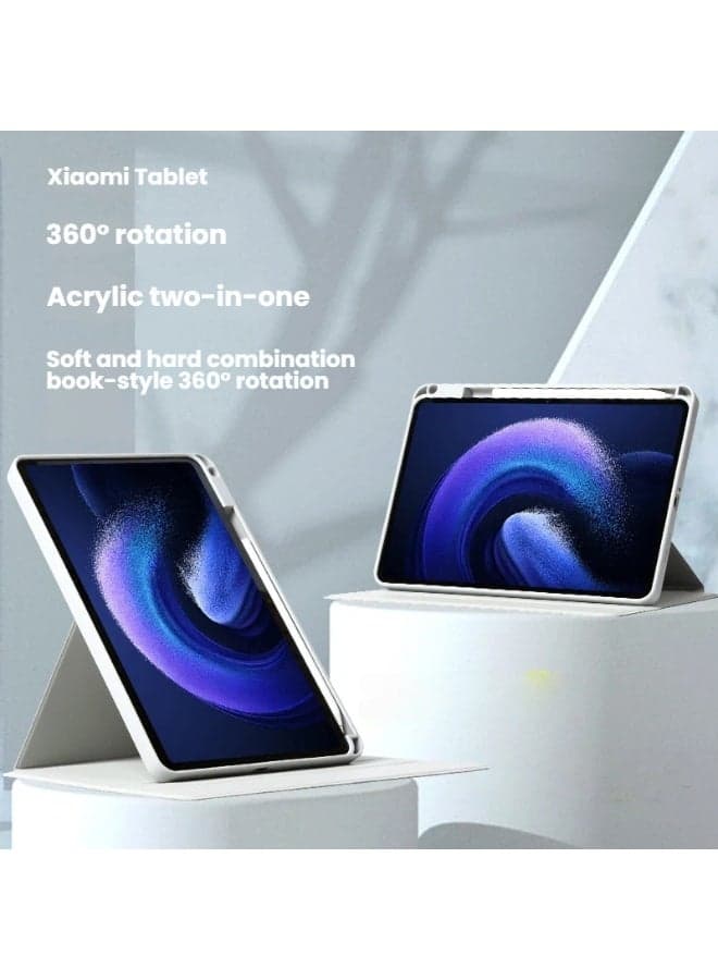 360° Rotatable Acrylic Two in One Tablet Case for Xiaomi Pad 8 and 8 Pro Stylish Design Full Protection with Soft Hard Combination and Versatile Viewing Angles