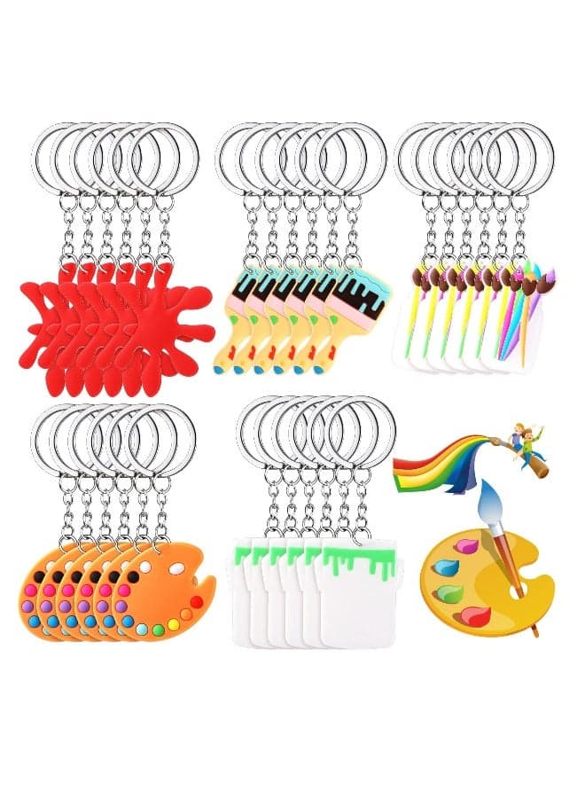 30 Pcs Art Paint Party Favors Keychain Paint Splatter Keychains Decorations Art Party Keychains for School Kids Adults Back to School Gifts Art Themed Birthday Party Supplies Baby Shower
