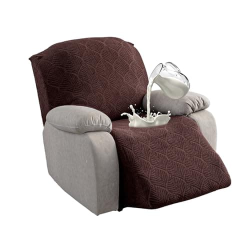 YUEANG 100% Waterproof Recliner Chair Cover, 1 Pieces Stretch Recliner Sofa Slipcovers Washable Cover for Reclining Chair for Pets, Dogs, Kids (Chocolate, 1 Seater)
