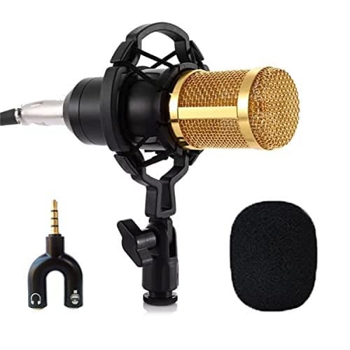 DEVICE OF URBAN INFOTECH Professional BM800 Condenser Microphone for Studio Music Recording with Shock Mount,3.5mm XLR Cable and Anti Wind Cap for Home Karaoke Singing Podcasting Vlogging (Black)