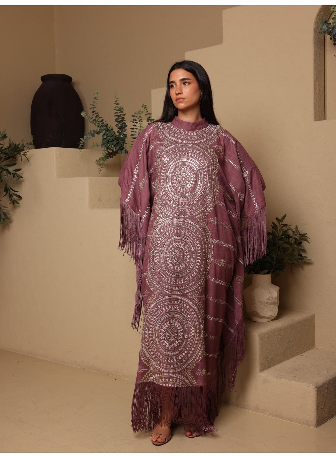 IKKXA Shimmering Diamond Pattern Jalabiya IK1104 Purple