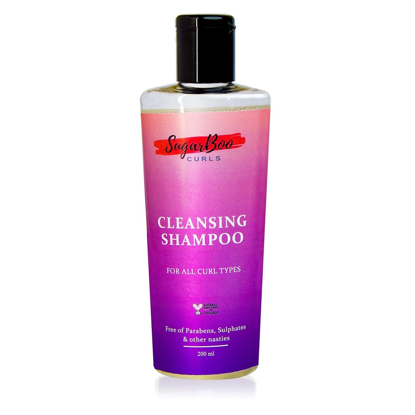 SugarBoo Curls Cleansing Shampoo 200ml for Dry Frizzy Wavy Curly Hair Vegan CG Friendly No Parabens Sulphates Other Nasties