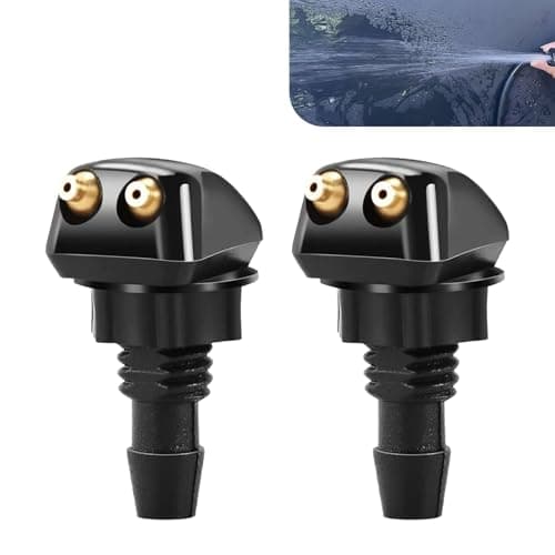 Opuweiy 2PCS Windshield Washer Nozzle Front Windshield Straight Column Sprayer Replacement Adjustable Nozzle for Most Cars Trucks and SUVs Auto Parts Black