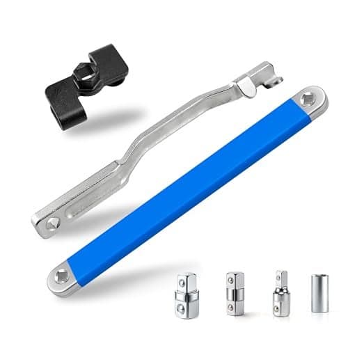 Offset Extension Wrench, Durable Chain Drive Wrench Set with High Hardness and Universal Compatibility, Includes 3 Colors Wrench Extender and 4 Sizes Adapters, Maximum torque 53 ft, 0° Swing Arg