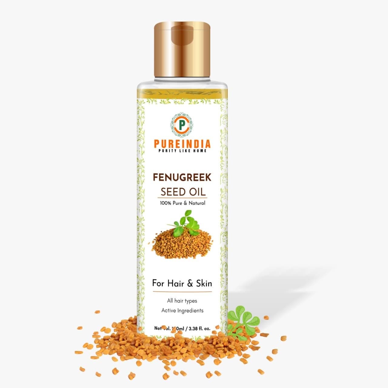 Pureindia Pure FenugreekSeed Oil For Hair SkinFor Hair Fall Control Fast Hair Growth 100ml Pack of 1 Natural Therapeutic Grade