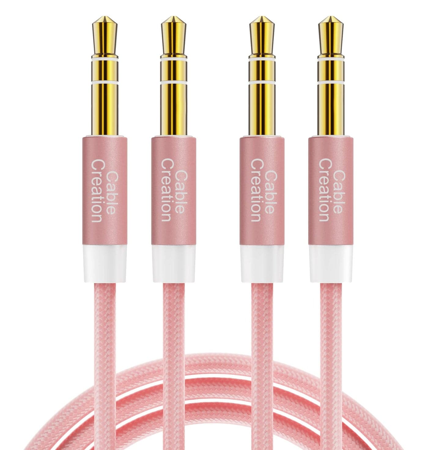 CableCreation 2-Pack 3.5mm Aux Cord 3FT/0.9m, 3.5mm Male to Male Stereo Audio Cable HiFi Sound for Headphones, Car/Home Stereo, Speaker, Phones, iPads, 2018 Mac mini & More, Pink