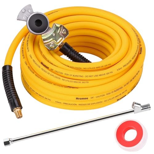Hromee Semi Truck Glad hand Tire Inflator Kit 3/8 in. x 50 ft. Hose with Universal Glad hand and 13 inch Extended Reach Dual Foot Locking Air Chuck, Air Hose Tire Inflator Kit