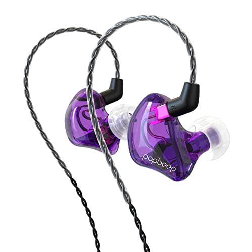 BASN in-Ear Monitor Headphones Dual Dynamic Drivers IEM Earphones Detachable MMCX Cable Musicians Earbuds Headphones (BC100 Purple, with no Mic)