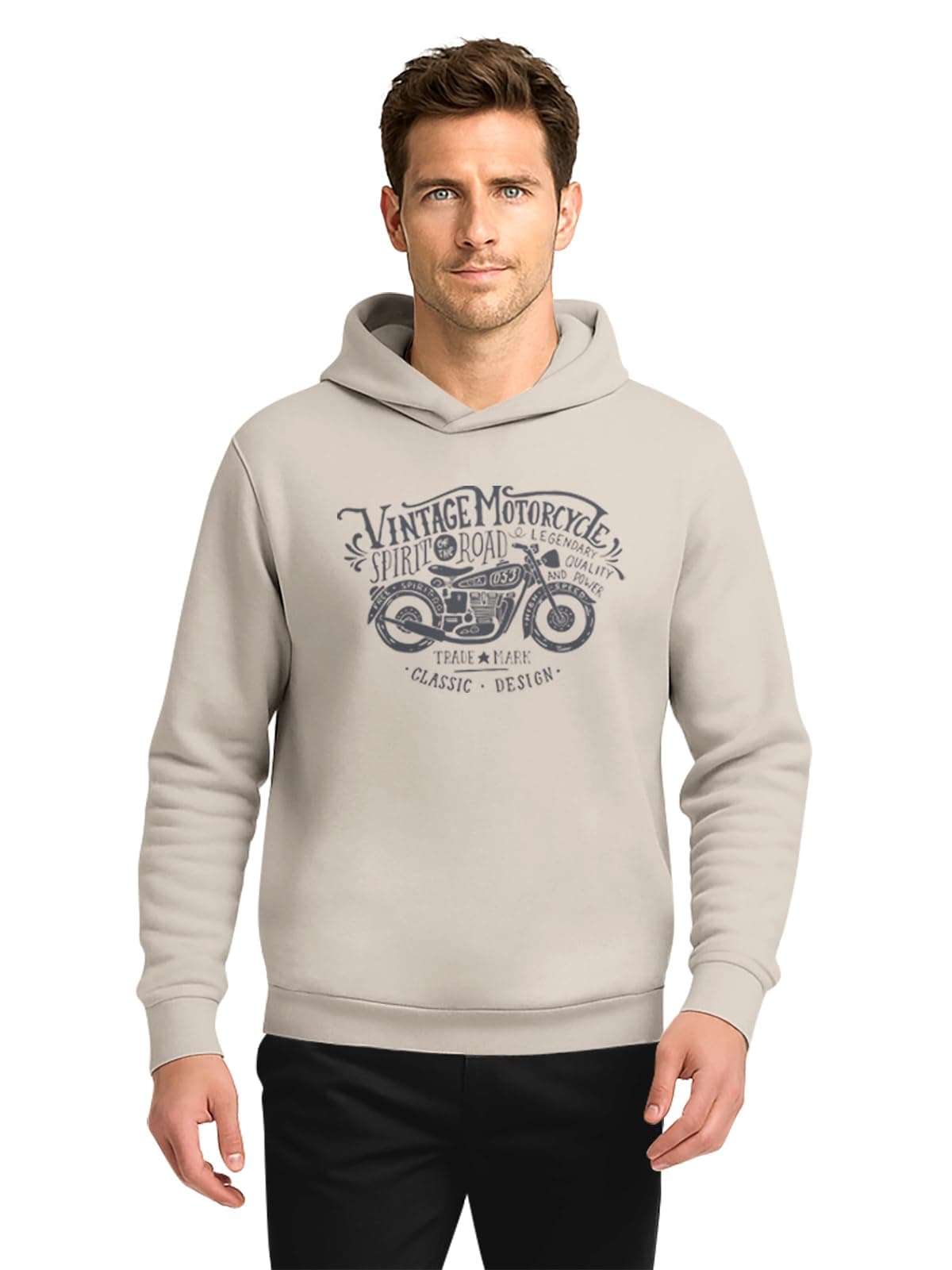 BULLMER Trendy Cotton Blend Sweatshirt for Men | Stylish Full Sleeve Mens Sweatshirts & Hoodies for Winter Wear_Beige_Large