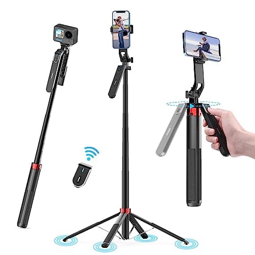 ULANZI MA09 71 Phone Tripod Selfie Stick Cell Phone Tripod Stand with Wireless Remote Control 360 for Rotation Travel Selfie Video Recording Live Compatible with iPhone Android Camera Action GoPro