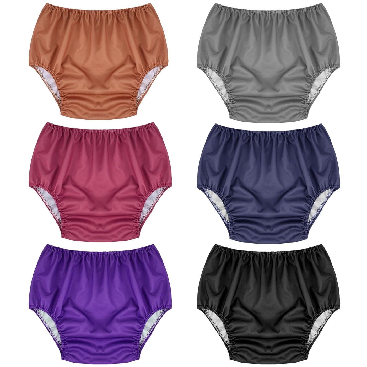 Breathffy 6 Pcs Adult Leakproof Incontinence Underwear for Women Men Pull on Cover Pant Washable Underpants Reusable Plastic Diaper Covers for Disabled Elderly Postpartum MulticoloredLarge