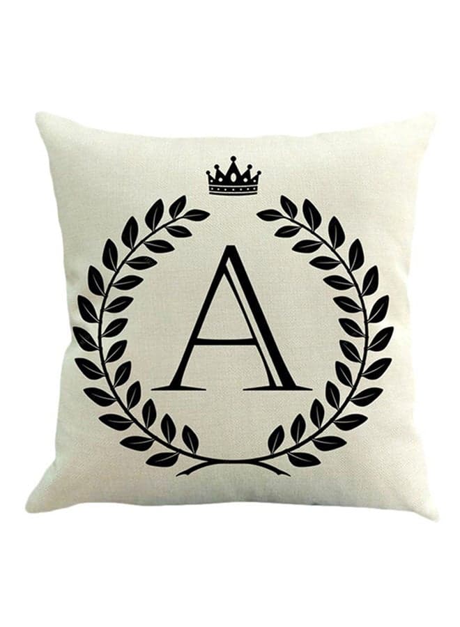 Crown Letter Alphabet Pattern Cushion Cover White 45x45cm