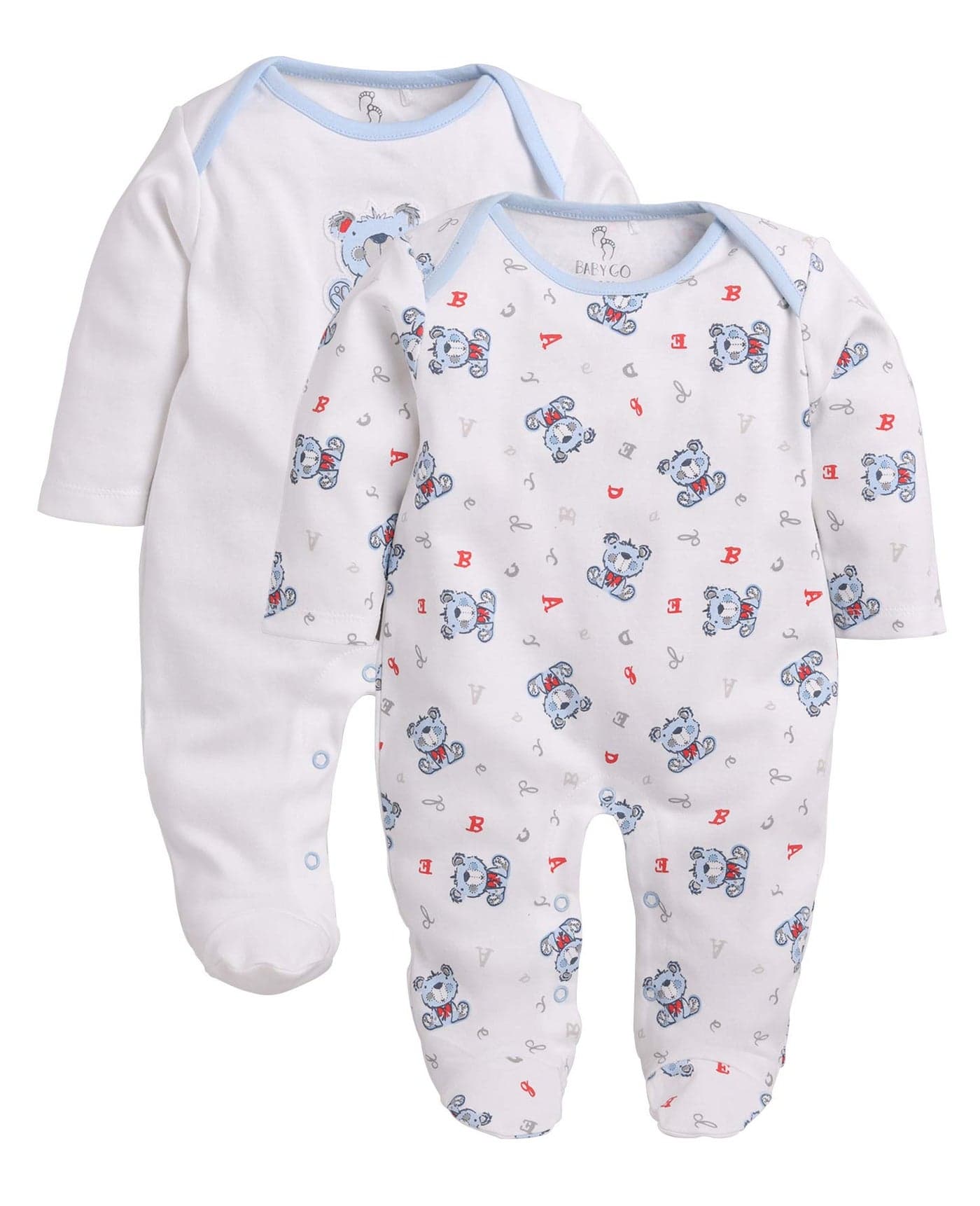 BabyGo Baby Romper 100% Cotton Rompers for New Born Baby|Sleepsuits for Baby Boys & Girls |Onesies| Infant Clothes|WHITE| 0-3M| 3-6M| 6-9M| Pack of 2