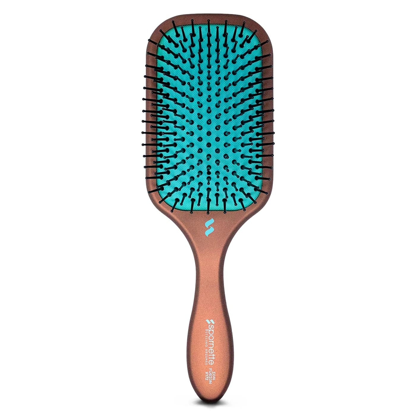 Spornette Ion Fusion Paddle Hair Brush Ionic Nylon Bristles For Detangling Straightening Smoothing Medium to Long Hair All Hair Types For Men Women and Children