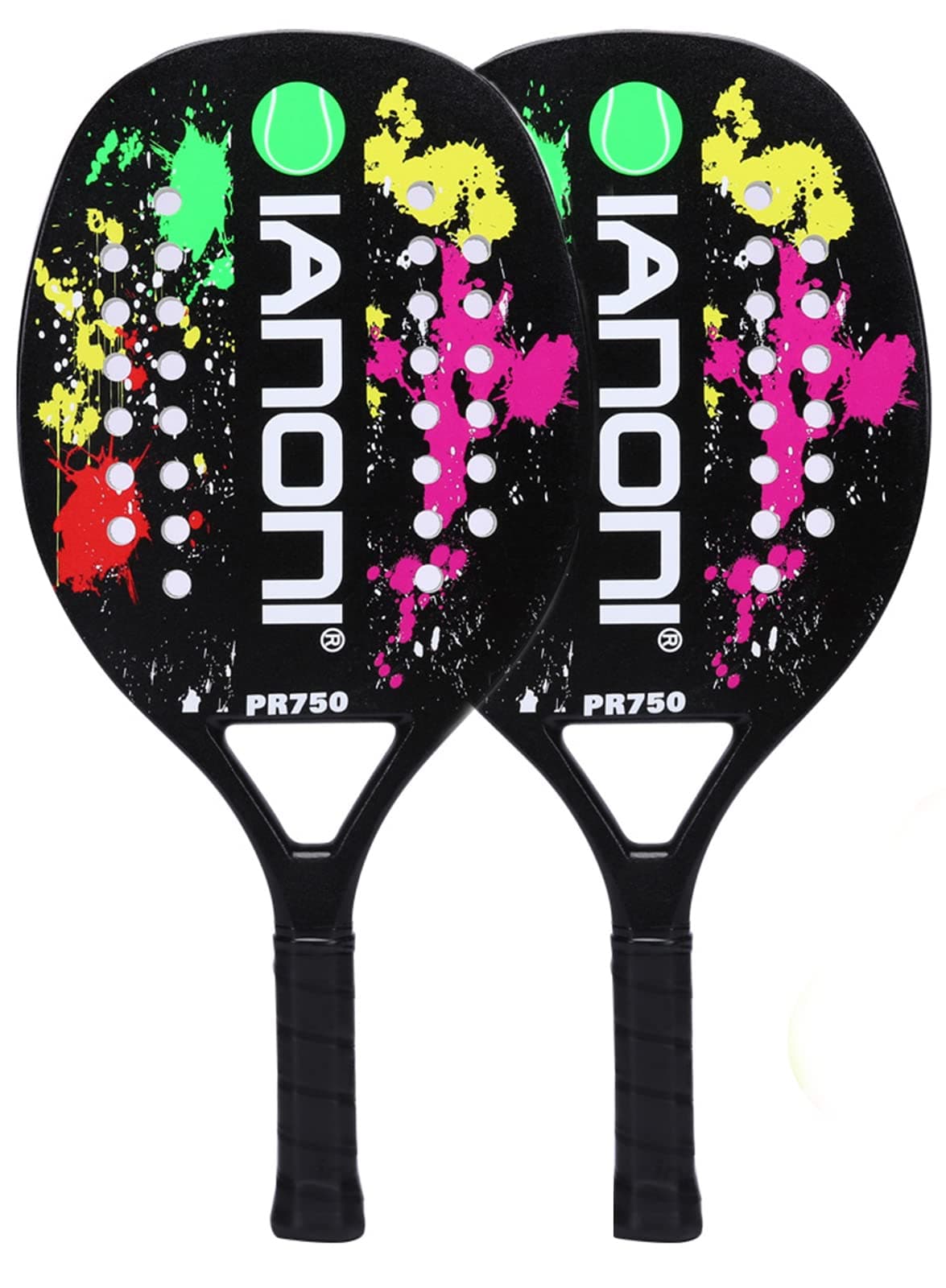 ianoni Beach Tennis RacketCarbon Fiber Grit Face with EVA Memory Foam Core Beach Tennis Racket2 Racket PR750