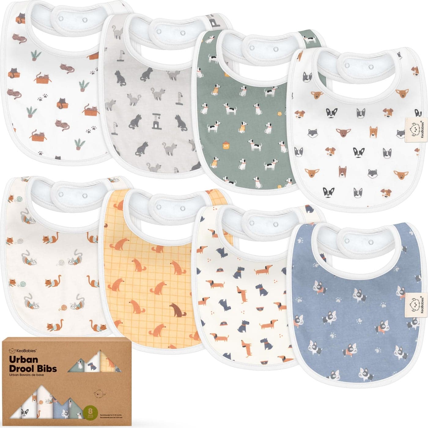 8Pack Organic Baby Bibs for Boys Girls Soft Cotton Drooling and Teething Bibs for Baby Girl Boy Extra Absorbent Easy to Clean Put On for Toddler Newborn Infant 024 Months Pets Paws