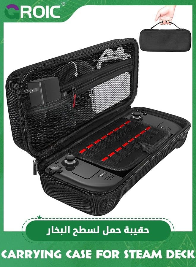 Steam Deck Oled Case, Portable Hard Shell Carrying Case for Steam Deck Oled with 16 Game Slots / Button Protection/ Large Capacity