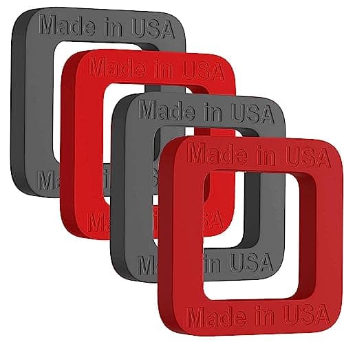 Suspension Dudes 4 Pack 2-inch Hitch Receiver Silencer Pad Reduces Rattle and Noise, Provides Cushion Between Hitch Receiver and Tow Hitches, Made in USA (4-Pack Black x2 / Red x2)