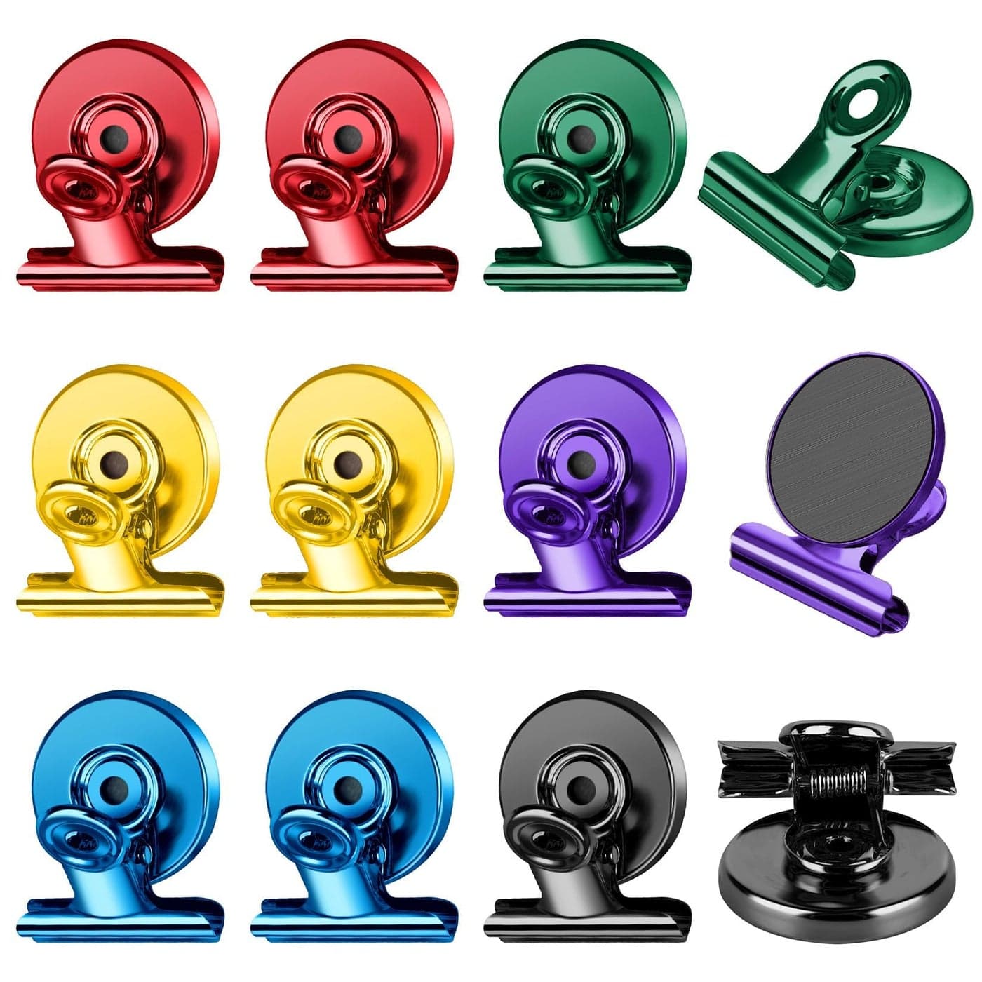 FINDMAG 12 Pack Magnetic Clips for Picture Hanging and Photo Display Strong ScratchFree Heavy Duty Magnets for Refrigerator Whiteboard Office Kitchen Party Use School