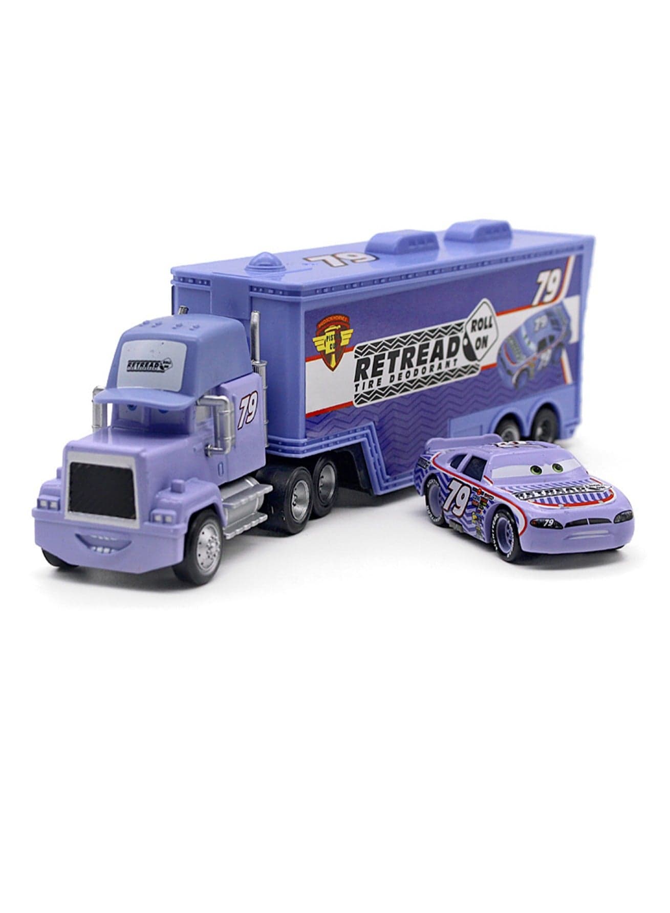 Cars Racing Container Truck Racing Alloy Set Toy Model Children's Gift Desktop Ornaments (No. 79 Container Truck + No. 79 Car)