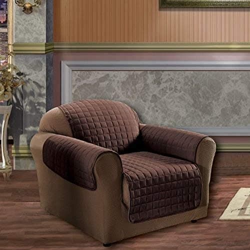 Elegant Comfort Quilted Furniture Protector for Pet Dog Children Kids - Special Treatment Microfiber As Soft as Egyptian Cotton, Chocolate Chair
