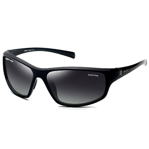 grey jack TR90 Sports Sunglasses Wrap Round Polarized Shades For Unisex Driving Cycling Running 5002, Small, Black