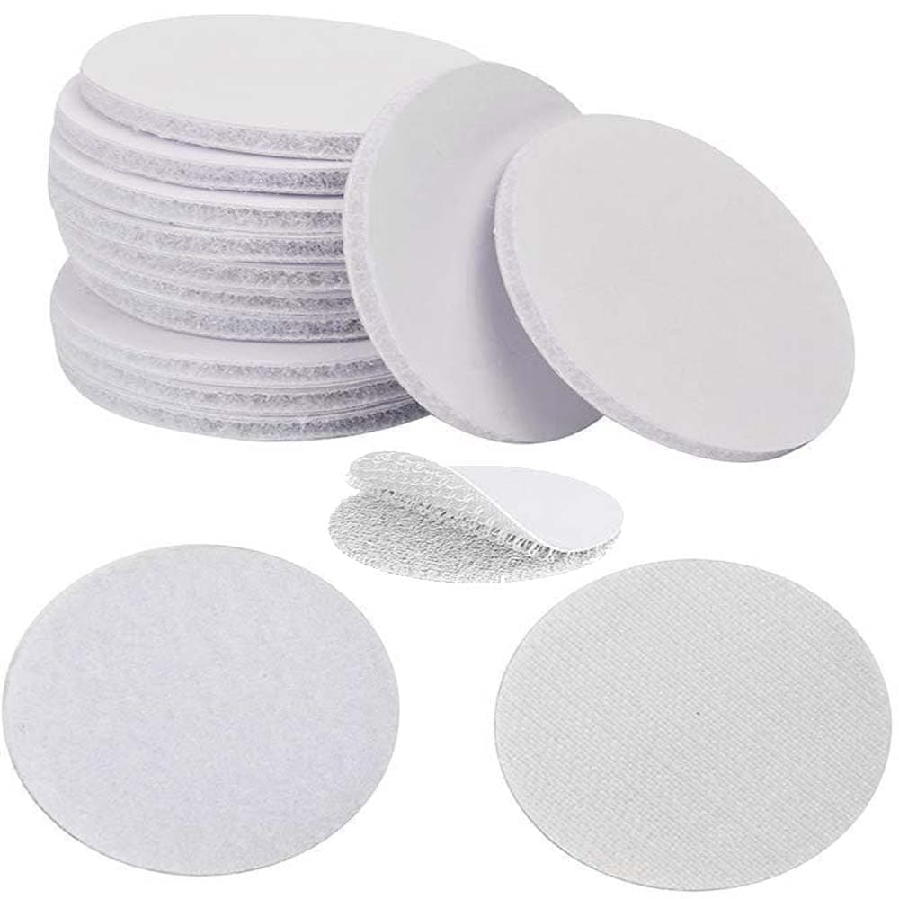 DIY Crafts 16mm Pack of Round 60, White, 60 Pcs Upgrade Round Hook Loop Self Adhesive Tape Mounting Sticky Double-Side Mounting Fasten Tape Interlocking Tape for (16mm Pack of Round 60, White)