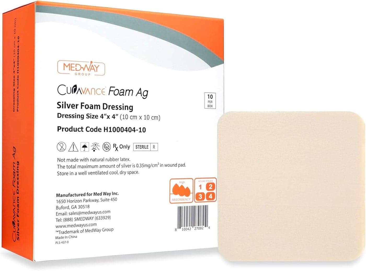 TM Foam Waterproof NonAdhesive Hydrophilic Foam Dressing 4X4 Pack of 10