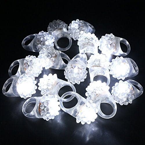 LACGO 12 PCS Flashing LED Lights up Rings Bumpy Jelly Glow in the Dark Colorful Rubber Blinking Rings Gift Toys Prizes for Adults Party Favors Halloween Christmas