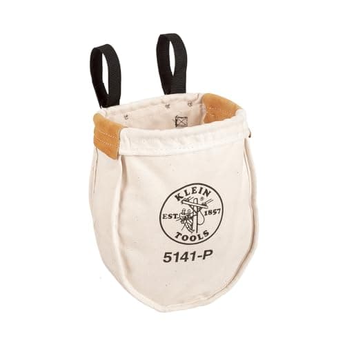 Klein Tools 5141P Heavy Tool Bag, No. 8 Canvas Utility Bag, Reinforced with Tough Tanned Leather, Loop Belt Connection