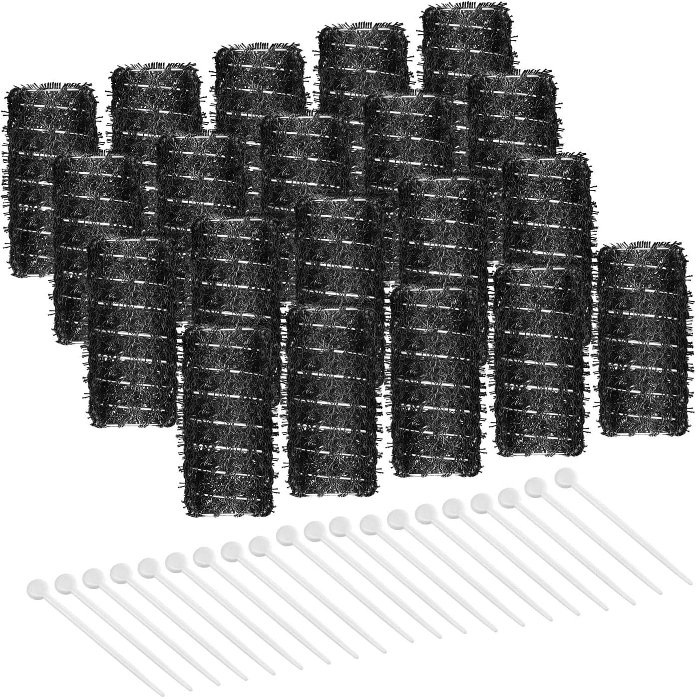 20 Hair Curler Rollers and Plastic Picks for Women and Girls Stylish Curls Black 25 x 07 Inch