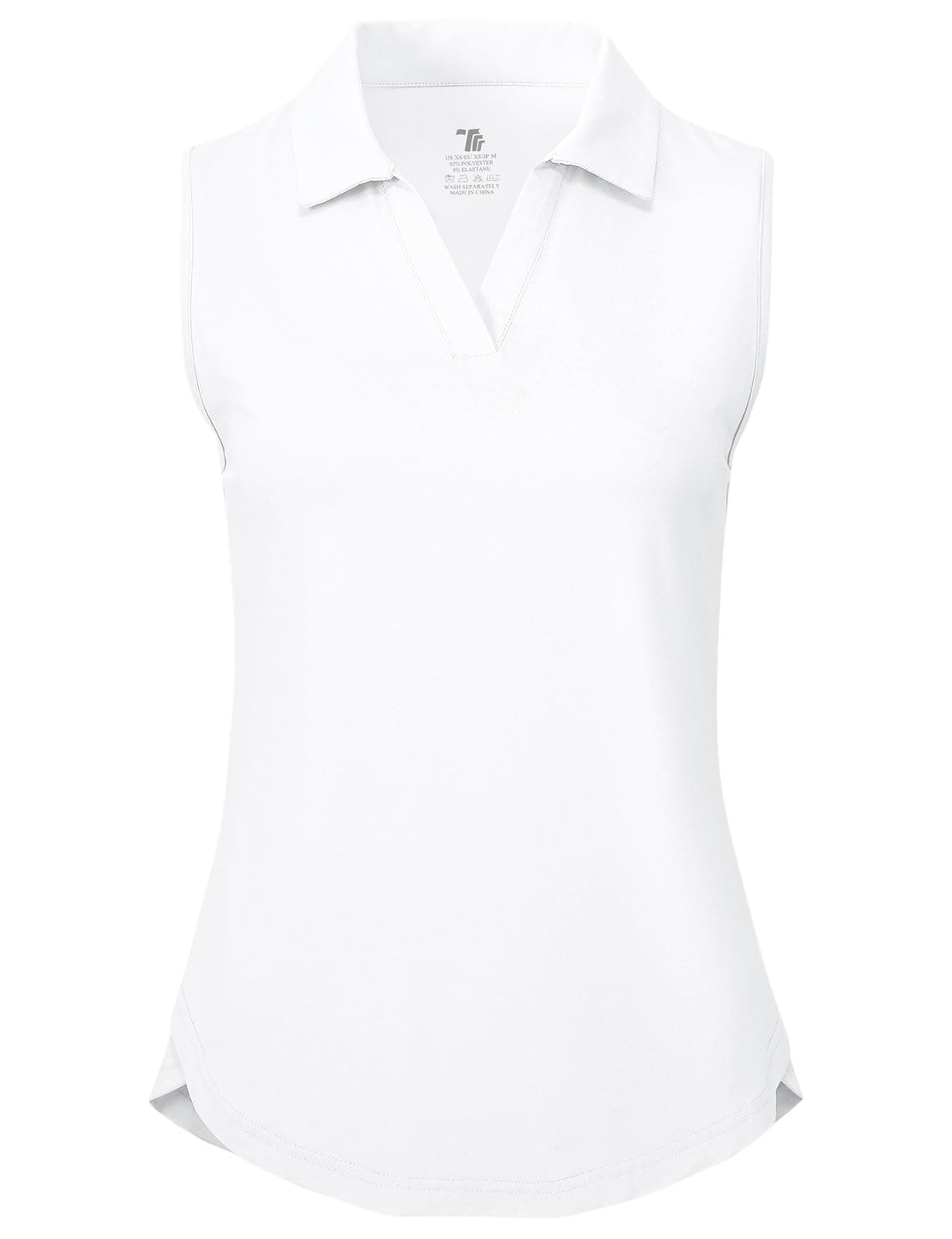 BGOWATU Women's Golf Polo Shirts Sleeveless Collared V Neck Tennis Tops Dry Fit UPF 50+ Workout Tank Lightweight White L