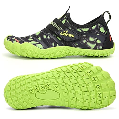 UBFEN Water Shoes for Kids Boys Girls Aqua Socks Barefoot Beach Sports Swim Pool Quick Dry Lightweight Toddler Little Big Kid A Green 13 Little Kid