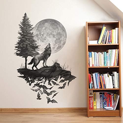 Runtoo Moon Wall Art Stickers Bedroom Living Room Kids Nursery Black Wall Decor