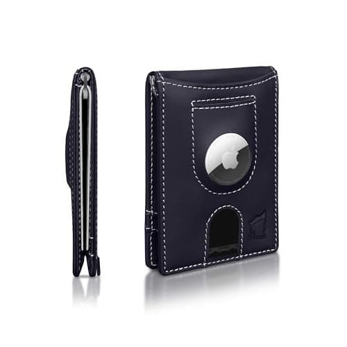 Kingly Trace Airtag Wallet for Men Smart RFID Blocking Leather Wallet with Airtag Holder Money Clip Minimalist Trackable Design with Pull Tab Secure Wallets