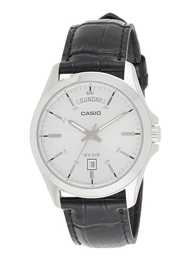 Men's Analog Leather Band Watch MTP-1370L-7AV