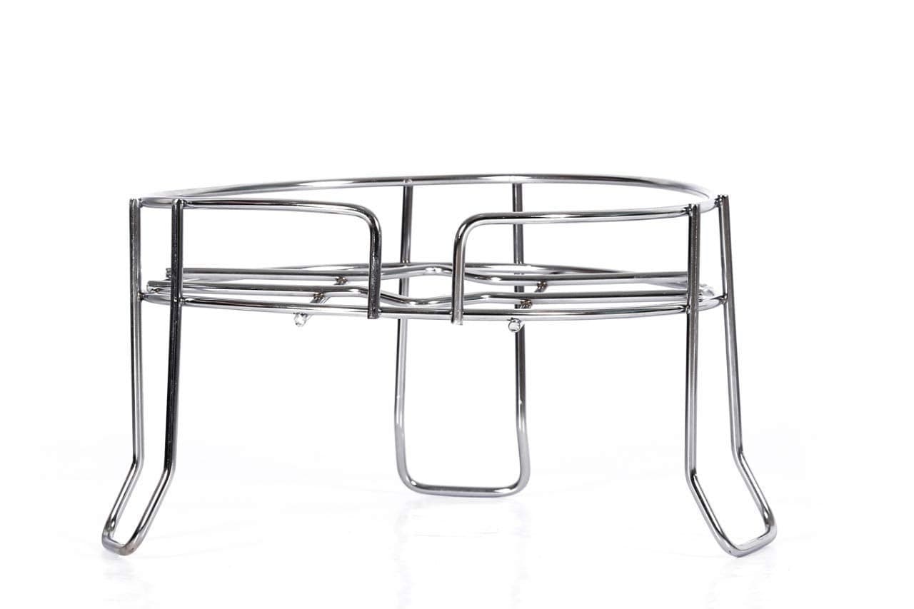 Kavid Heavy Stainless Steel Chrome Plated Fancy Water Matka And Pot Stand (Silver, Standard), Step Shelf - Countertop