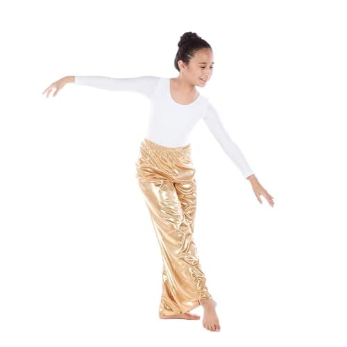 Danzcue Child Pull-on Unisex Dance Pant, Metallic Gold, L-XL