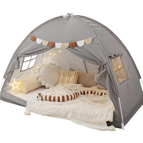Sherilyn Bed Tent Bed Canopy Bunk Twin Size for Kids, Toddler Tent Indoor Floor Privacy Sleeping Tents Playhouse Drafty Room, Twin Bed Tents Blackout Space on Bed for Boys Girl Birthday, House Gift