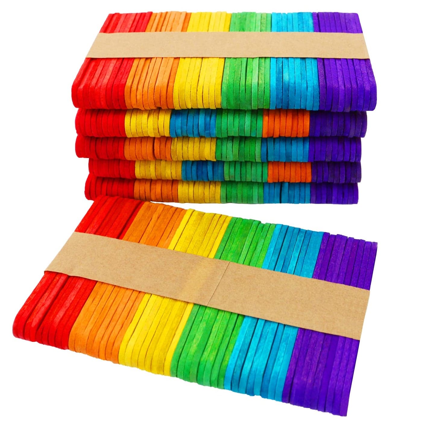 OWLKELA 300PCS Mini Coloured Lollipop Sticks 25 inch Wood Lolly Craft Sticks Lolly Sticks for Home and School Crafts Popsicle Sticks Ideal for Arts and Handwork