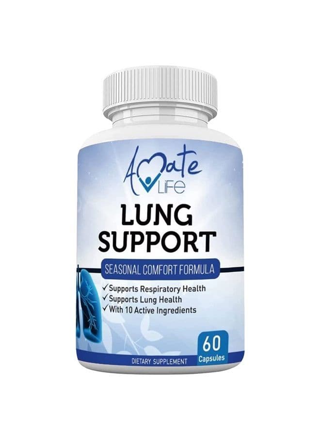 Lung Support Dietary Supplements Herbal Breathing Support 10 Active Ingredients Original Formula for Lung Health Lung Cleanse Formula Supplement for Bronchial System 60 Capsules Non GMO