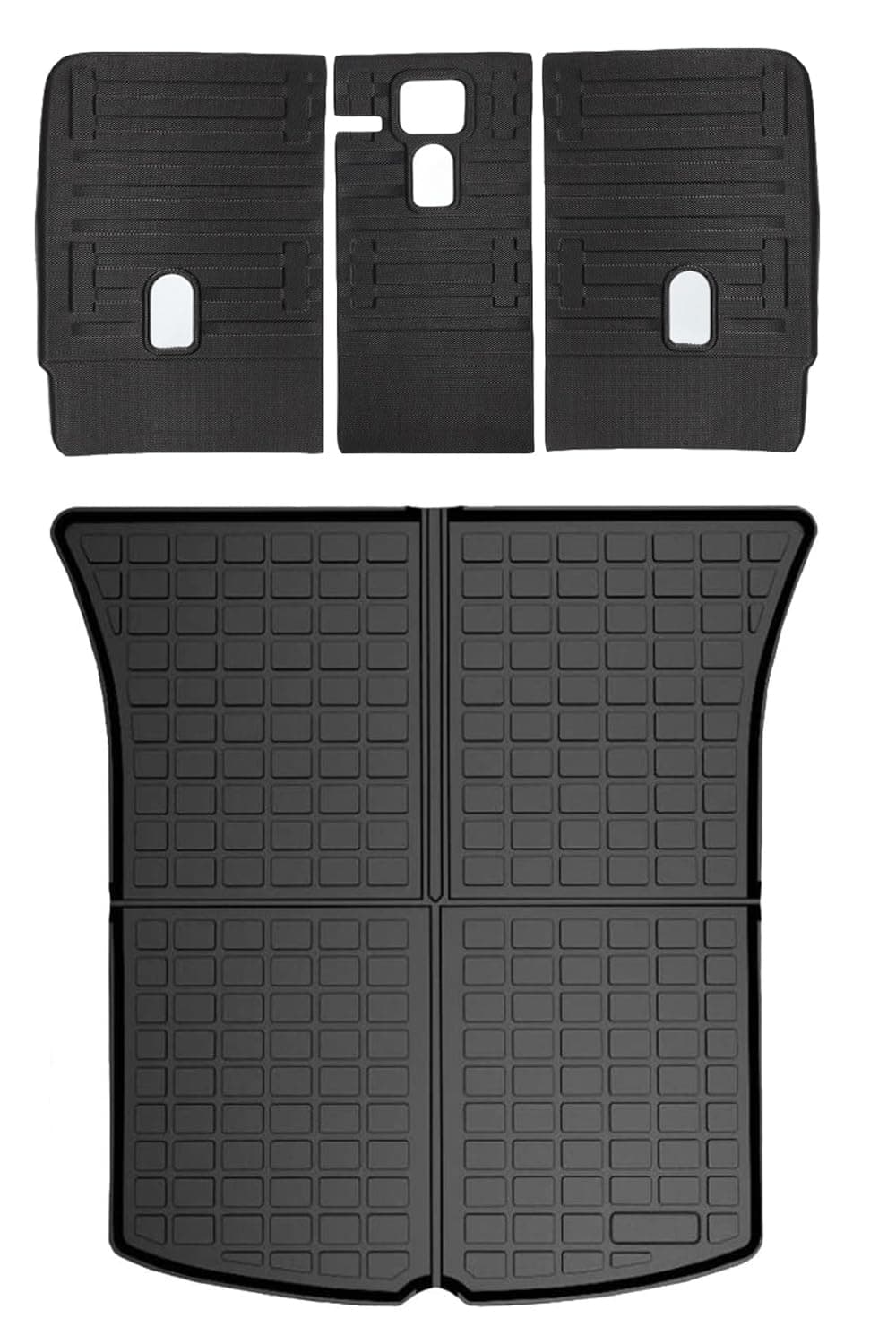Cargo Liners with Backrest Mats 3D All Weather Tech Waterproof Rear Cargo Trunk Tray Floor Mat Second Row Seat Back Cover Accessories Compatible with 20202024 2025 Model Y 5SeatNot for Juniper