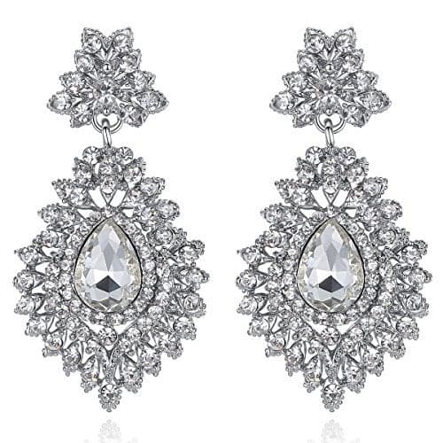 mecresh Luxury Crystal Long Earrings for Women Clear/Gold Rhinestone Dangle Chandelier Drop Earrings 2018 Fashion Wedding Jewelry (C-Clear)
