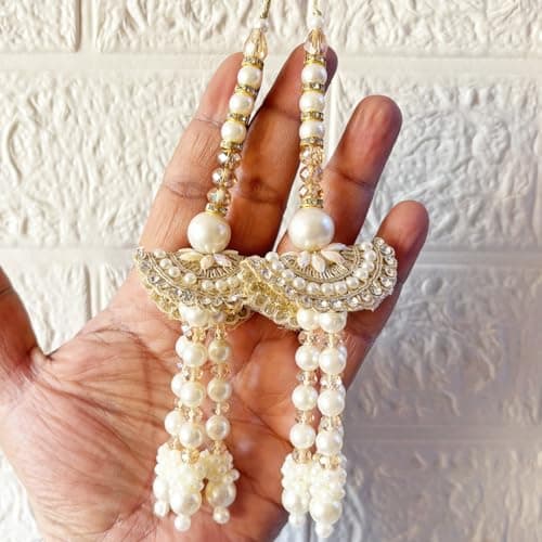 Adikala Craft Store Handmade Ethnic Latkan Tassel Set of 2 for Saree Pallu, Blouse, Suits, Dupatta, Lehenga Decor (Metal Beads)