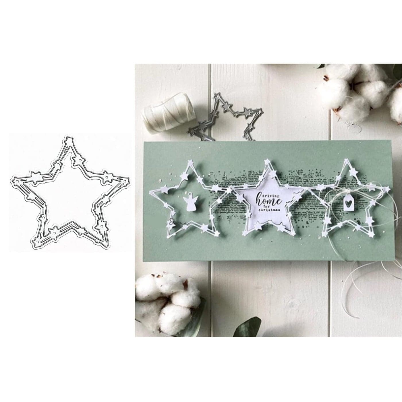 hinana Stars Frame Metal Die CutsHollow Star Background Cutting Dies Cut Stencils for DIY Scrapbooking Photo Decorative Embossing Paper Dies for Scrapbooking Card Making